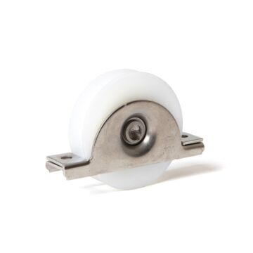 Nylon wiel met ronde groef en roestvaststalen steun
