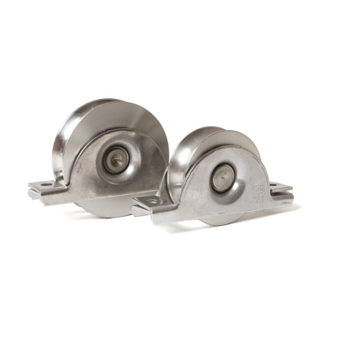 Wiel met ronde-groef en steun, enkel gelagerd, RVS main product photo